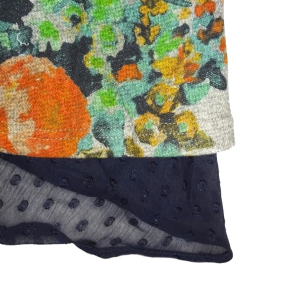 Anthropologie Dress Petite Medium P6 P8 French Terry Floral Black Dotted Hem NWT - Picture 8 of 16